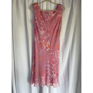 Maggy London Pink Silk Sleeveless Shift Dress – Size 12 Romantic